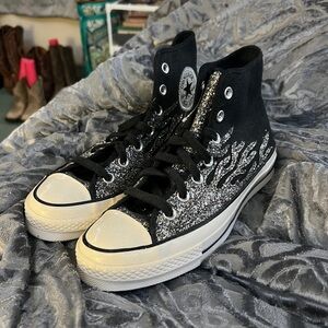 Converse Black and Silver Glitter High-Tops